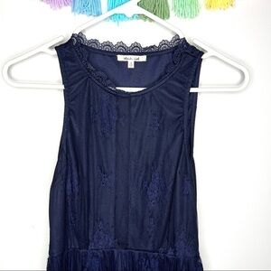 Bleuh Ciel Blue Floral Lace Sheer Cutout Mini Dress Size Small